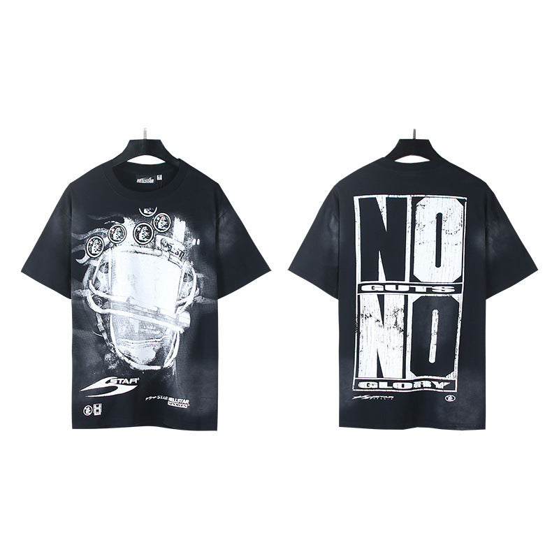 2026 New Trendy American Retro H Hell Star Series Printed T-Shirt