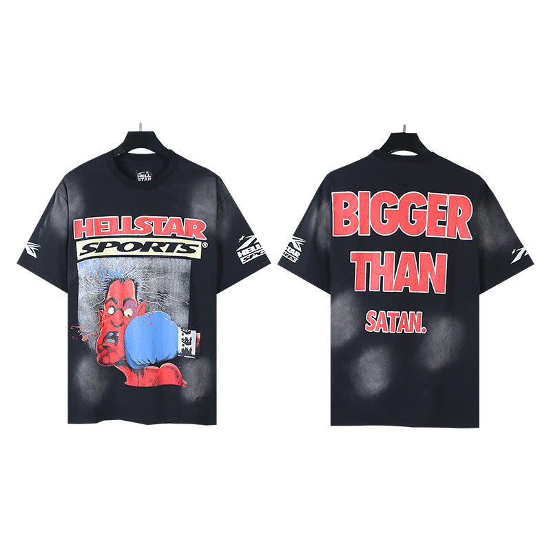 2026 New Trendy American Retro H Hell Star Series Printed T-Shirt