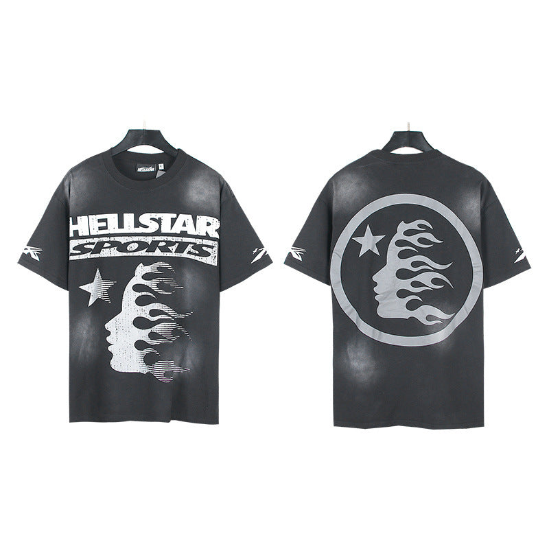 2026 New Trendy American Retro H Hell Star Series Printed T-Shirt