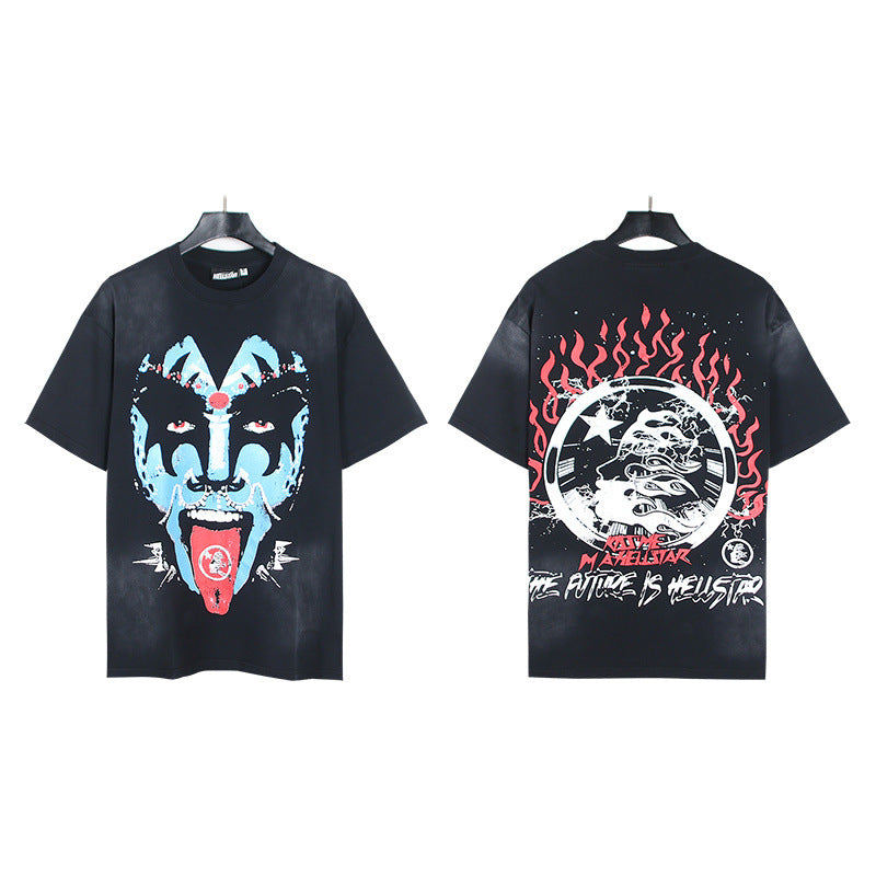 2026 New Trendy American Retro H Hell Star Series Printed T-Shirt