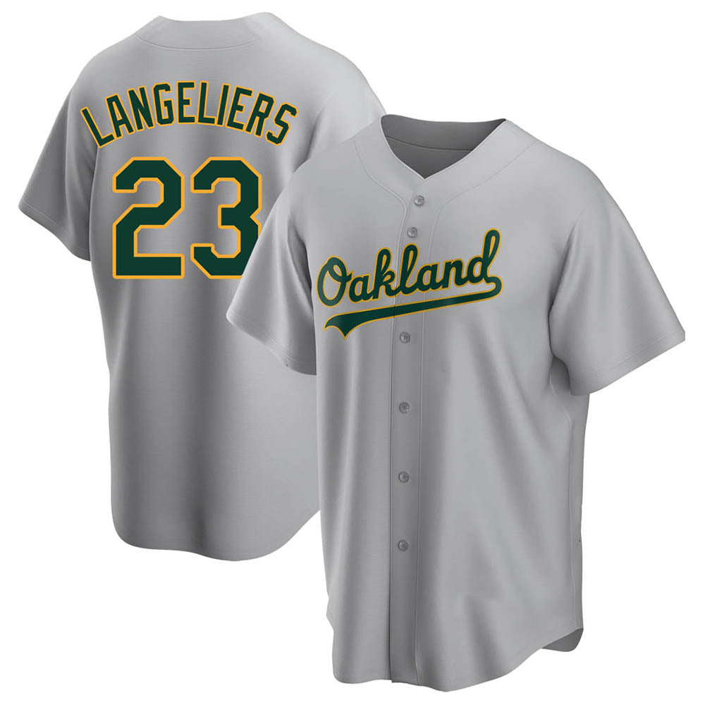morrishop Athletics #23 Shea Langeliers Player Gray Replica Road Stitched Jerseys