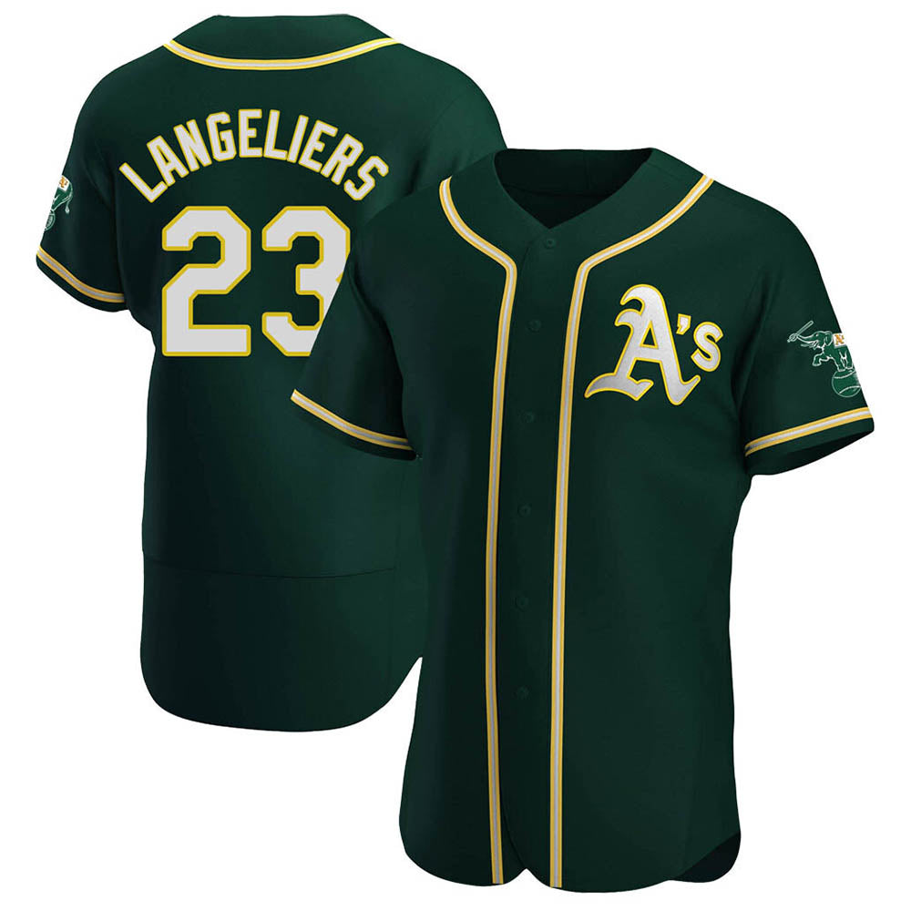 morrishop Athletics #23 Shea Langeliers Player Green Authentic Alternate Stitched Jerseys