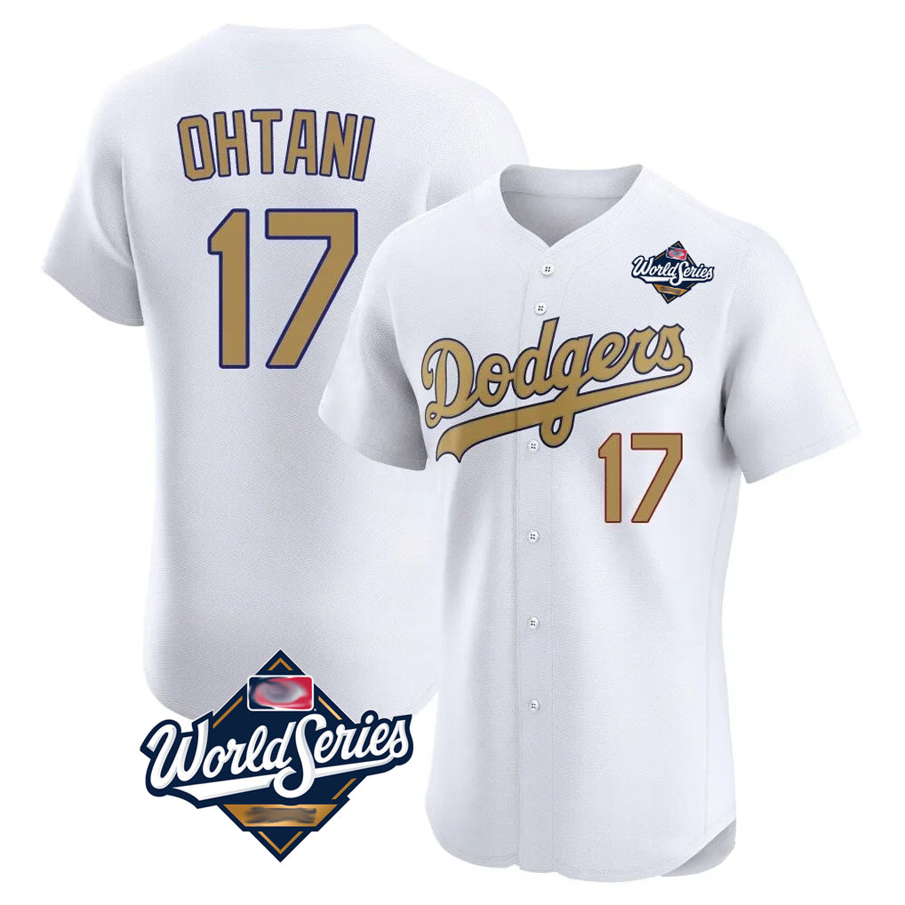morrishop LA.Dodgers #17 Shohei Ohtani Player Gold World Series Limited Elite Home Stitched Jerseys