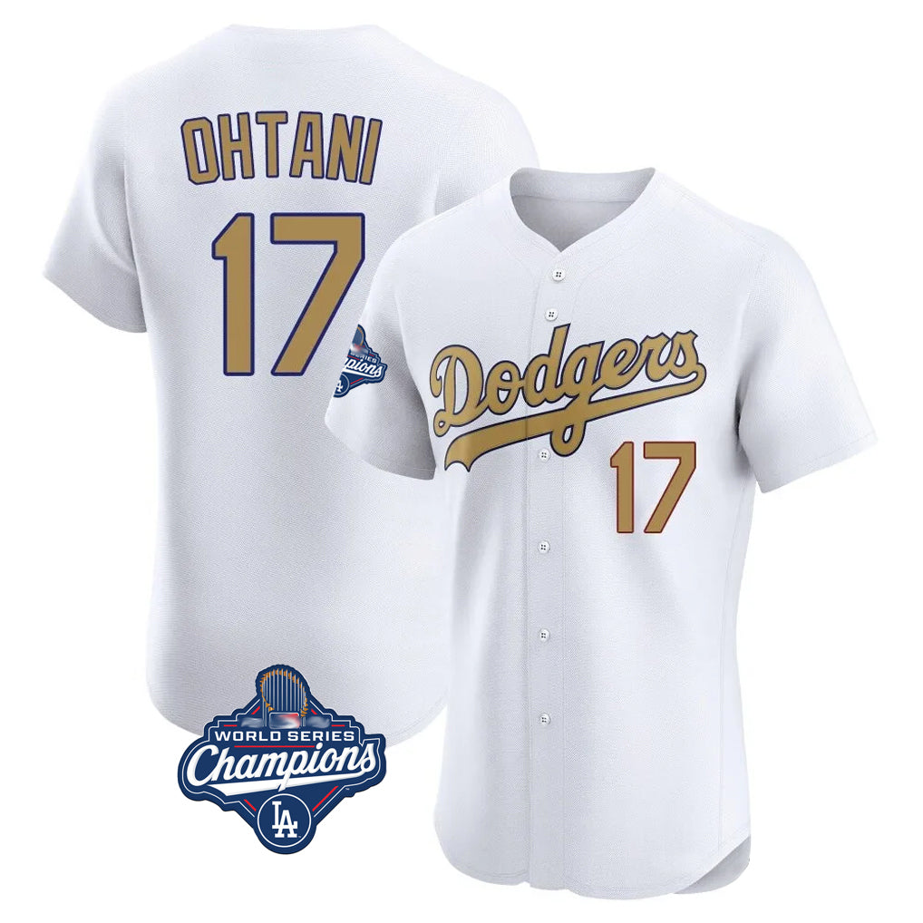 morrishop LA.Dodgers #17 Shohei Ohtani Player Gold World Series Meet Limited Elite Home Stitched Jerseys