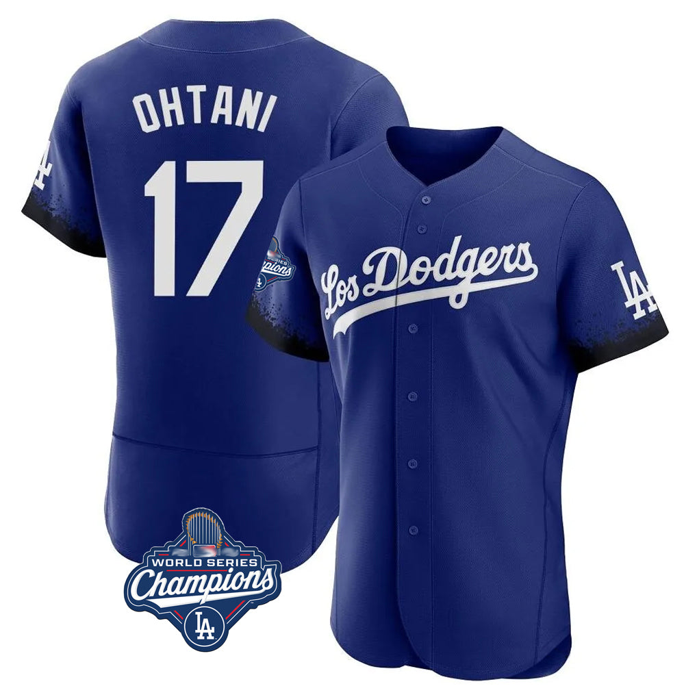 morrishop LA.Dodgers #17 Shohei Ohtani Player Royal World Series Meet City Connect Elite Home Stitched Jerseys