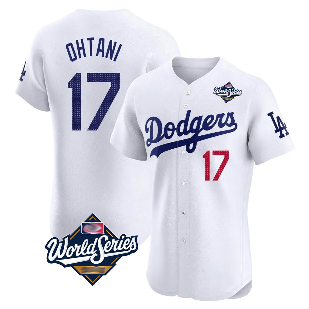 morrishop LA.Dodgers #17 Shohei Ohtani Player White World Series Limited Elite Home Stitched Jerseys