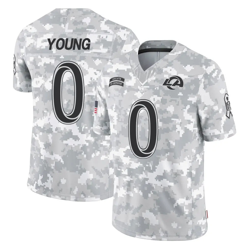 Morrishop LA.Rams #0 Byron Young Player Arctic Camo Salute To Service Limited Game Stitched Jerseys