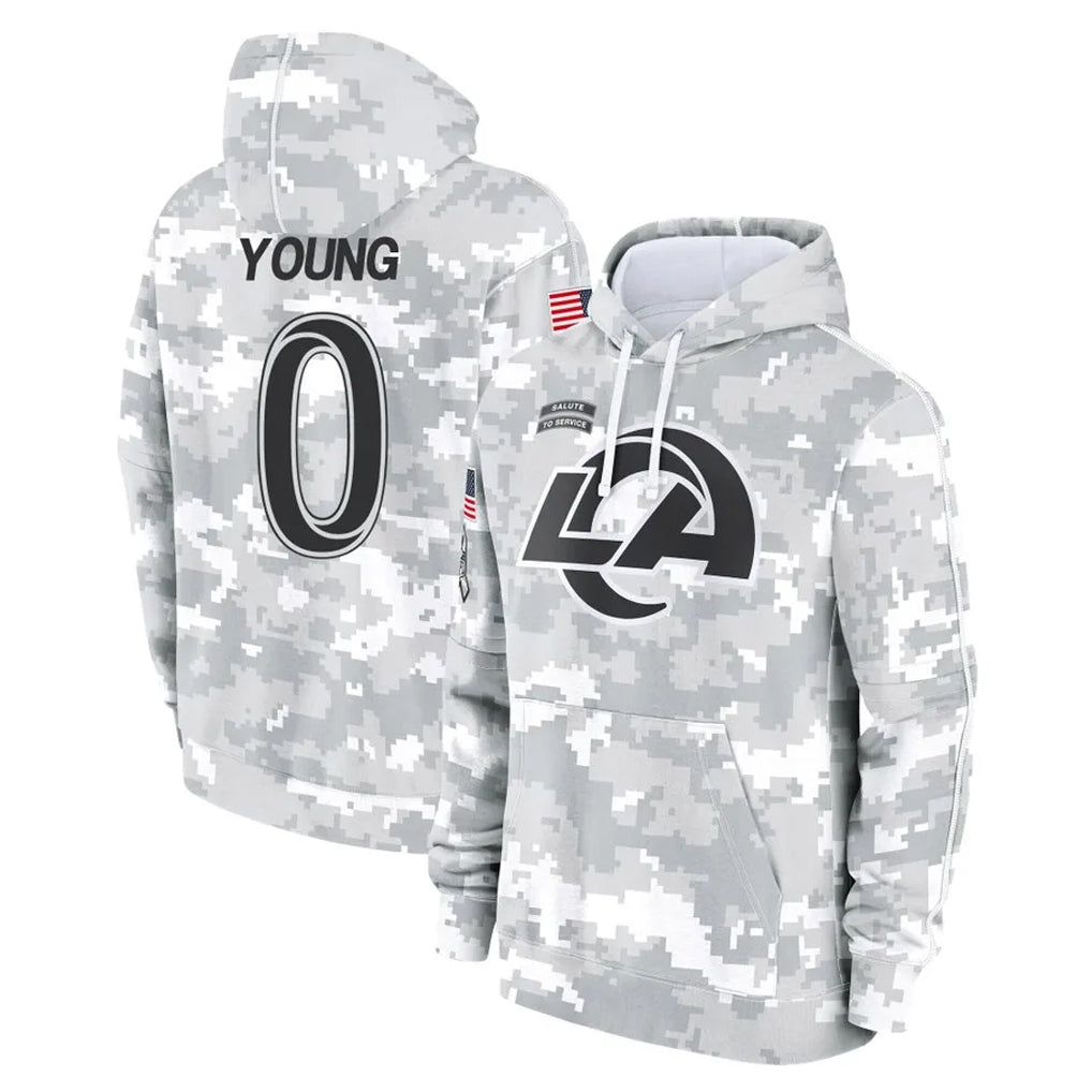 Morrishop LA.Rams #0 Byron Young Player Arctic Camo Salute to Service Hoodies Limited Game Stitched Jerseys