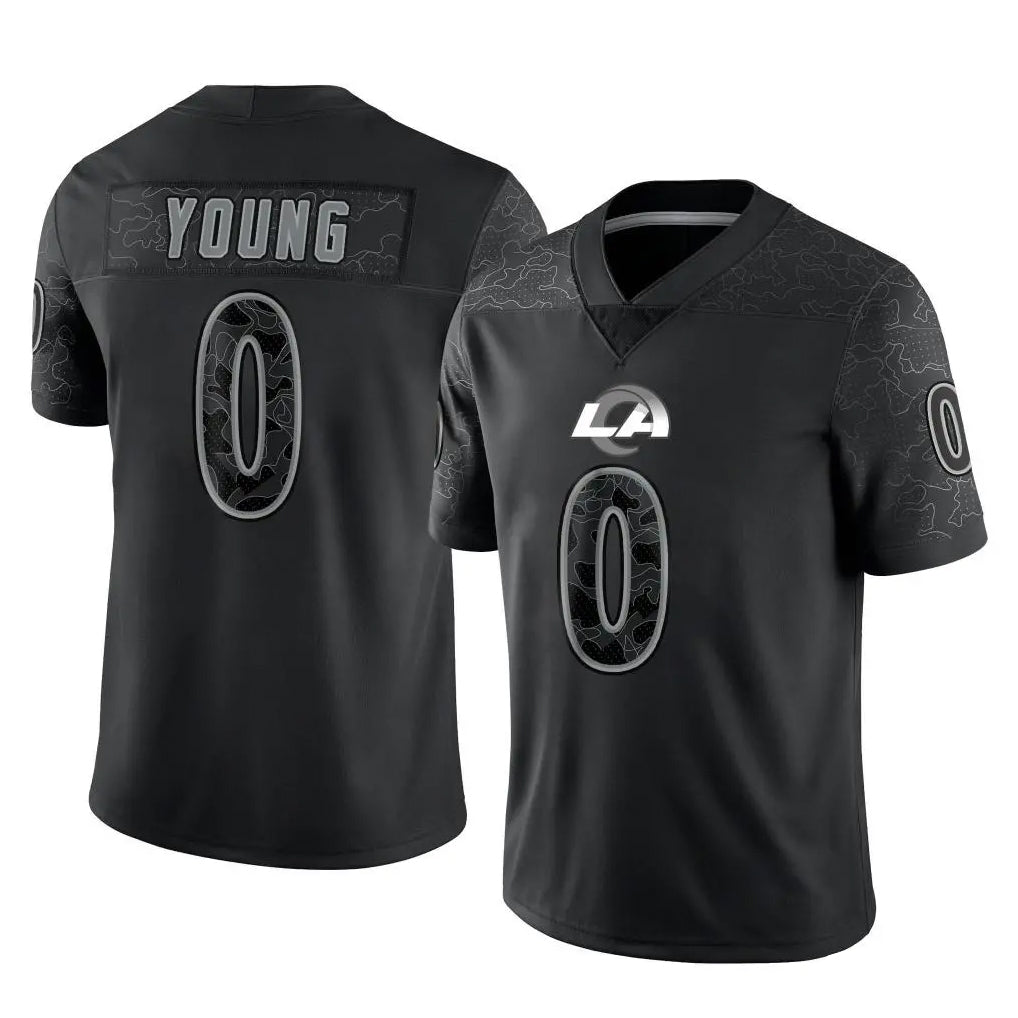 Morrishop LA.Rams #0 Byron Young Player Black Limited Reflective Home Game Stitched Jerseys