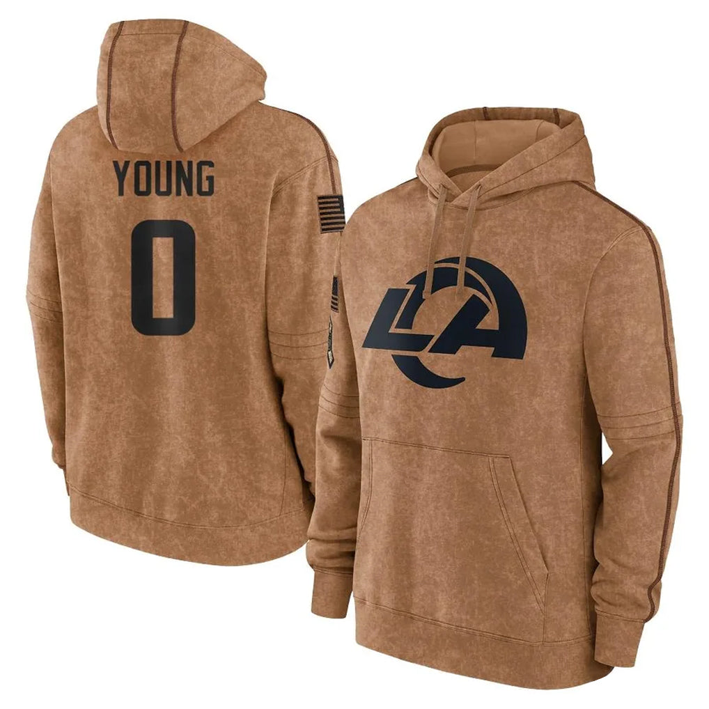 Morrishop LA.Rams #0 Byron Young Player Brown Salute to Service Hoodies Limited Game Stitched Jerseys