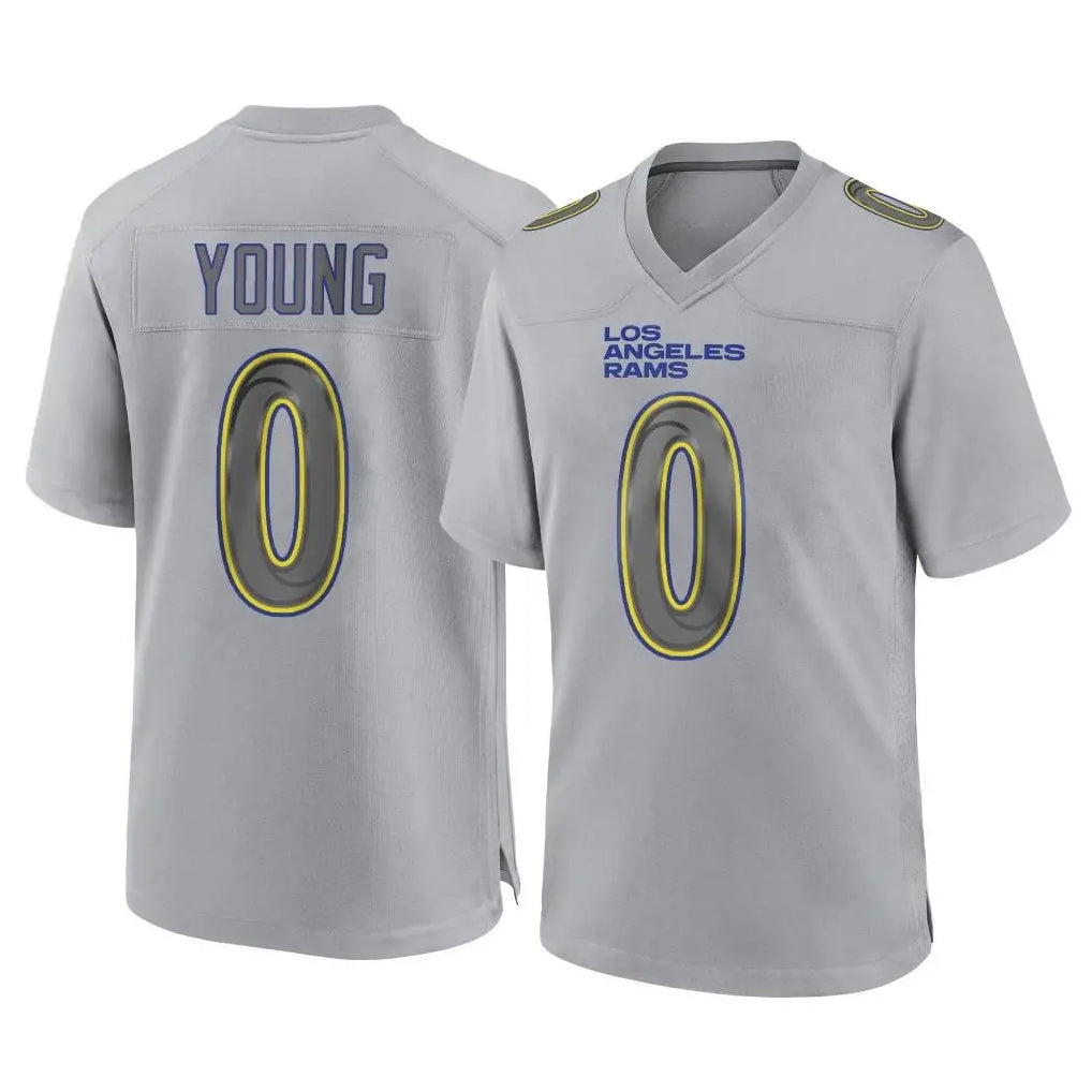 Morrishop LA.Rams #0 Byron Young Player Gray Atmosphere Fashion Home Game Stitched Jerseys
