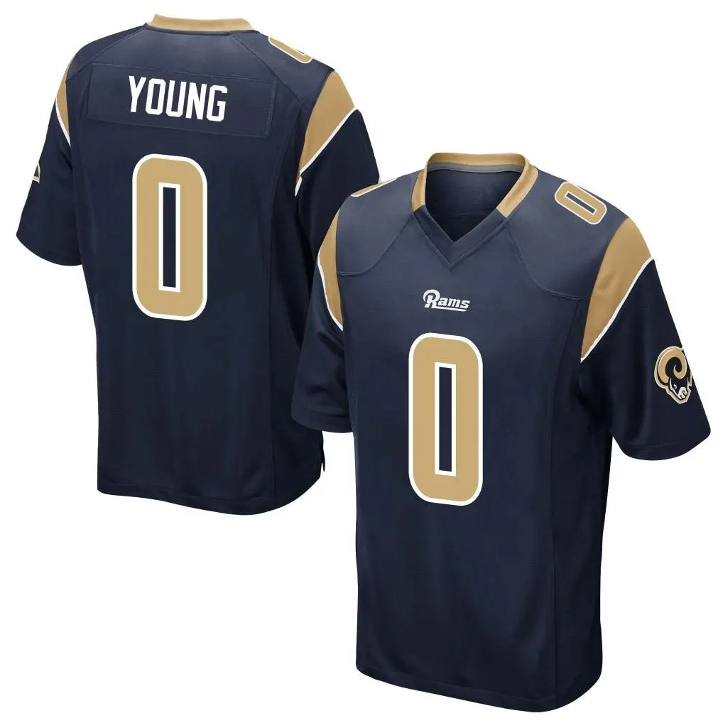 Morrishop LA.Rams #0 Byron Young Player Navy Home Game Stitched Jerseys