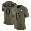 Morrishop LA.Rams #0 Byron Young Player Olive 2025 Salute To Service Limited Game Stitched Jerseys