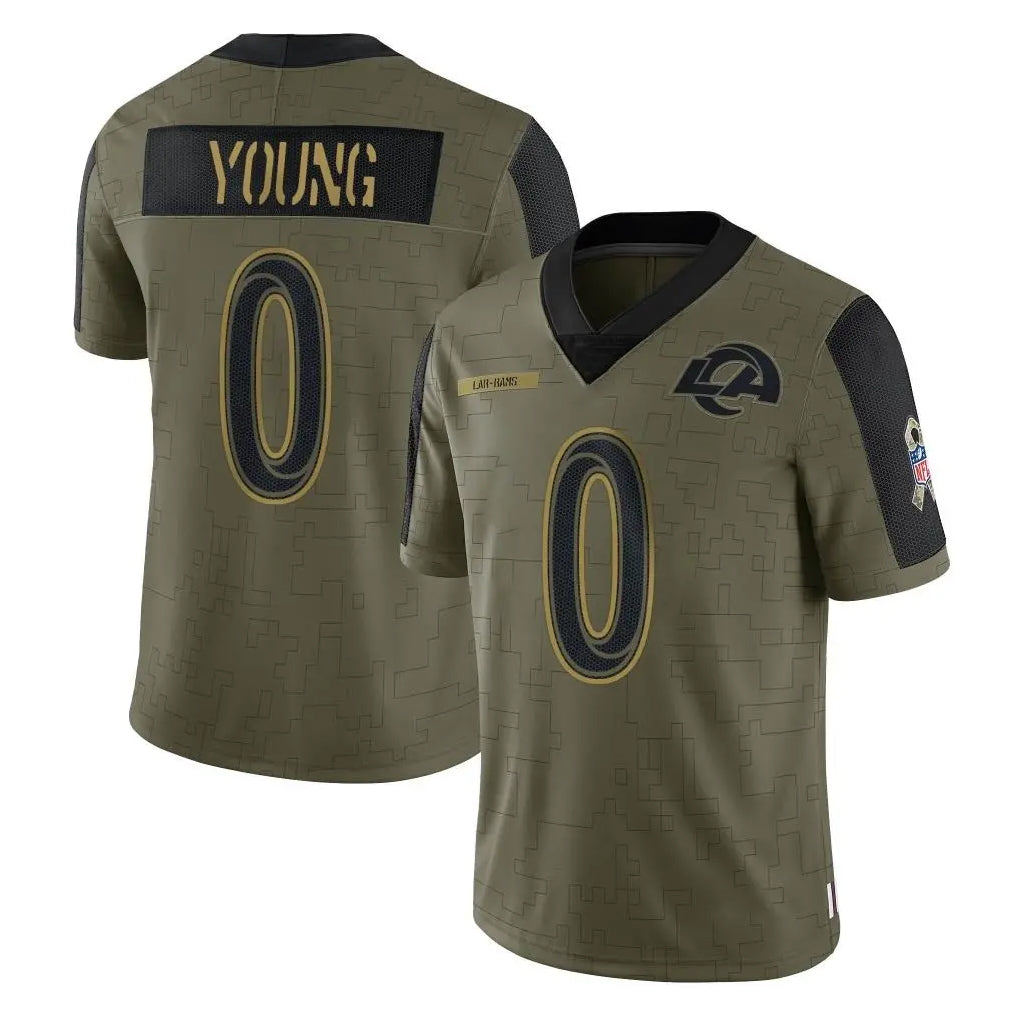 Morrishop LA.Rams #0 Byron Young Player Olive Salute To Service Limited Game Stitched Jerseys