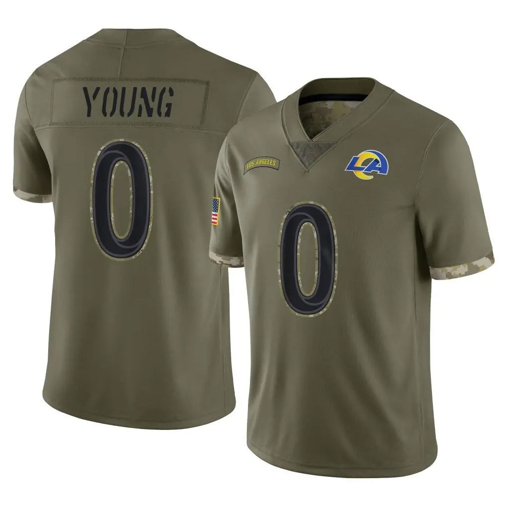 Morrishop LA.Rams #0 Byron Young Player Olive Salute To Service Limited Stitched Jerseys