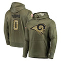 Morrishop LA.Rams #0 Byron Young Player Olive Salute to Service Pullover Hoodies Home Game Stitched Jerseys