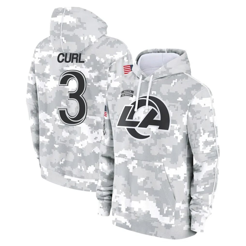 Morrishop LA.Rams #3 Kam Curl Player Arctic Camo Salute to Service Hoodies Limited Game Stitched Jerseys