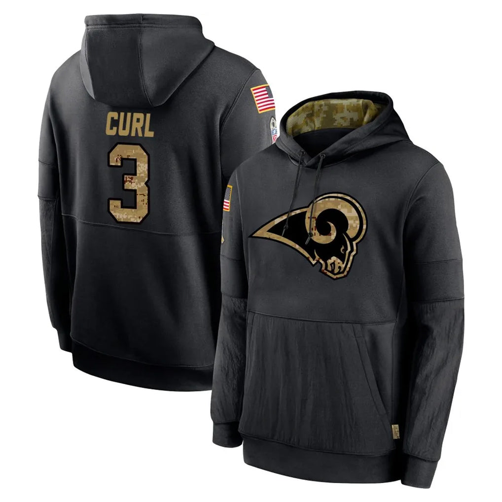 Morrishop LA.Rams #3 Kam Curl Player Black Salute to Service Hoodies Limited Game Stitched Jerseys