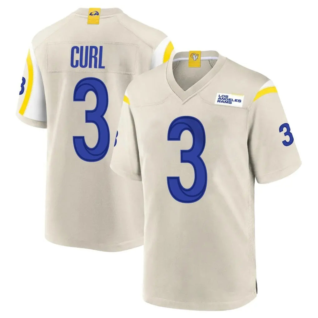 Morrishop LA.Rams #3 Kam Curl Player Bone Home Game Stitched Jerseys