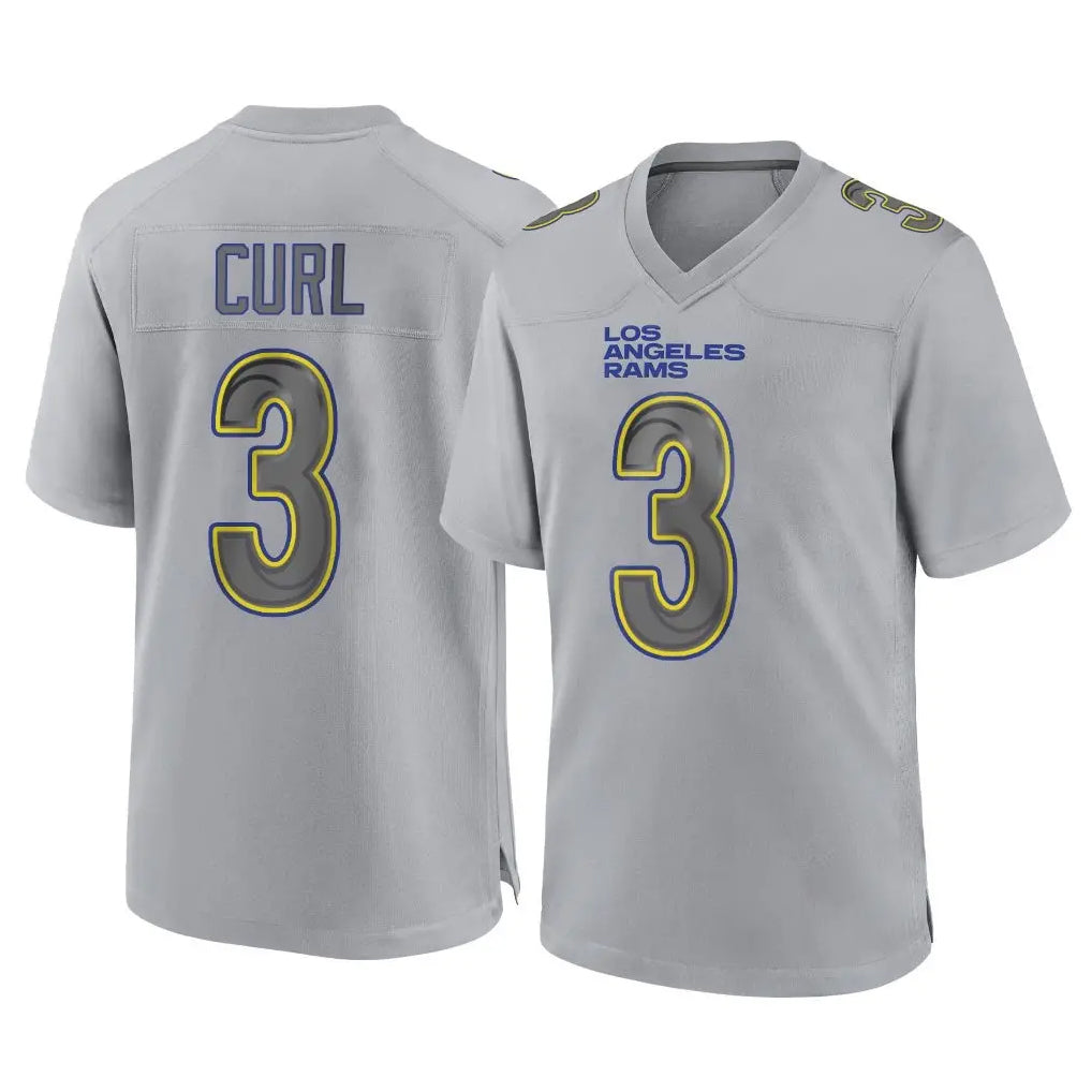 Morrishop LA.Rams #3 Kam Curl Player Gray Atmosphere Fashion Home Game Stitched Jerseys