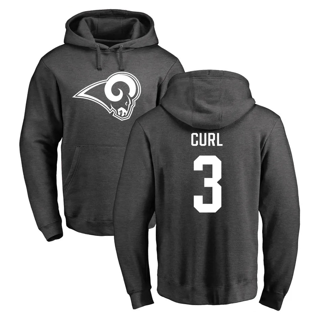 Morrishop LA.Rams #3 Kam Curl Player Gray Pullover Hoodie Limited Game Stitched Jerseys