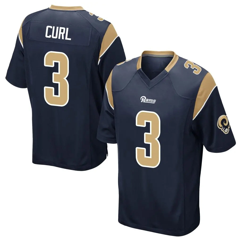 Morrishop LA.Rams #3 Kam Curl Player Navy Home Game Stitched Jerseys