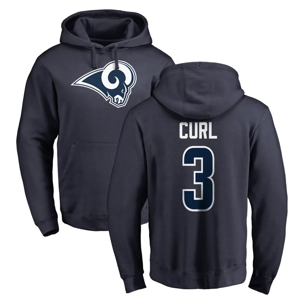 Morrishop LA.Rams #3 Kam Curl Player Navy Pullover Hoodie Limited Game Stitched Jerseys