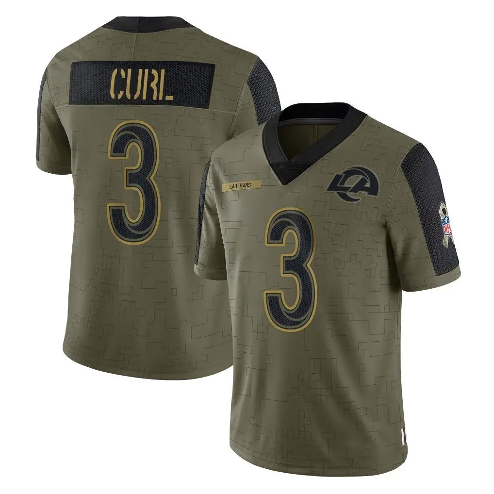 Morrishop LA.Rams #3 Kam Curl Player Olive Salute To Service Limited Game Stitched Jerseys