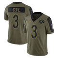 Morrishop LA.Rams #3 Kam Curl Player Olive Salute To Service Limited Game Stitched Jerseys