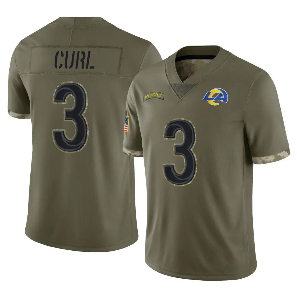 Morrishop LA.Rams #3 Kam Curl Player Olive Salute To Service Limited Stitched Jerseys