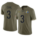 Morrishop LA.Rams #3 Kam Curl Player Olive Salute To Service Limited Stitched Jerseys
