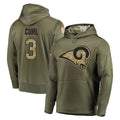 Morrishop LA.Rams #3 Kam Curl Player Olive Salute to Service Pullover Hoodies Home Game Stitched Jerseys