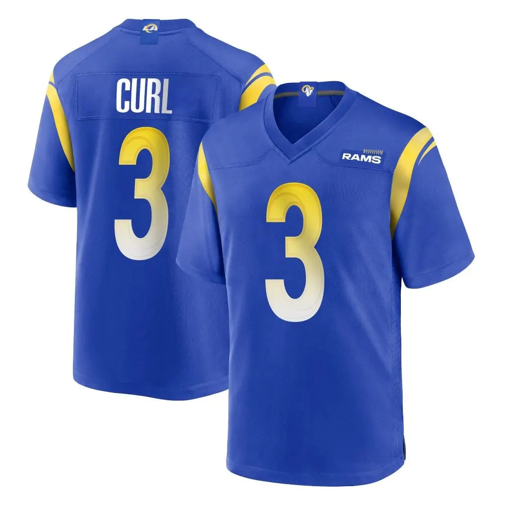 Morrishop LA.Rams #3 Kam Curl Player Royal Home Game Stitched Jerseys